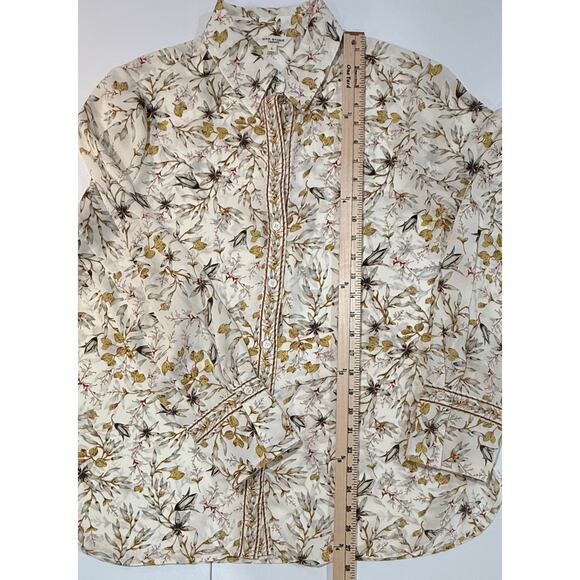 Max Studio Floral Long Sleeve Button Up Blouse Size Large (030) - Picture 11 of 12